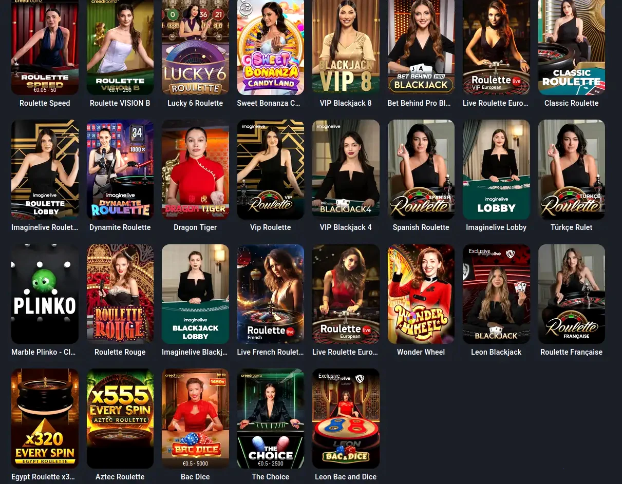 Sélection de jeux casino en ligne sur Wild Robin avec slots et live casino