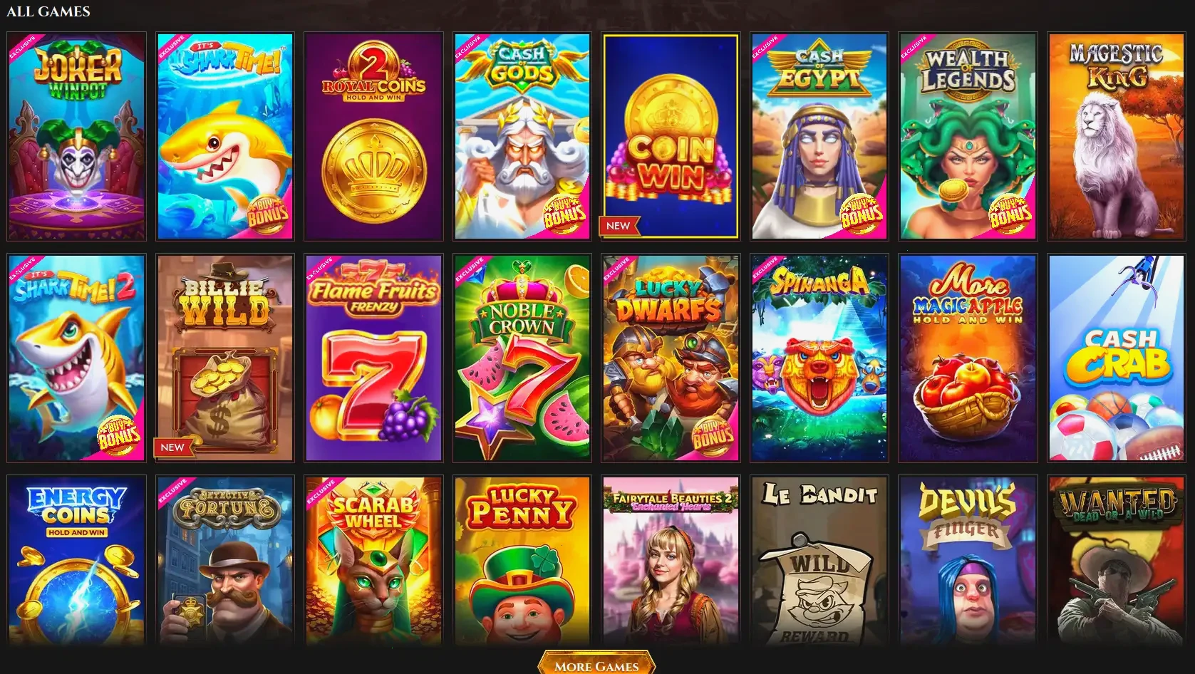 Interface de l'application mobile Wild Robin avec bonus et slots